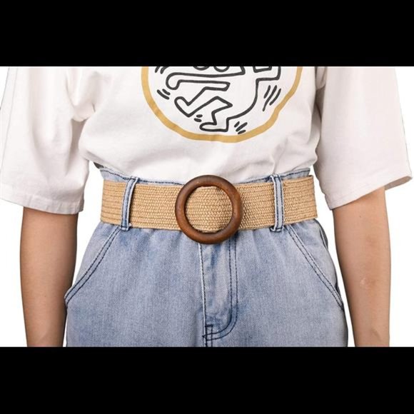 Ayliss Straw Woven Elastic Stretch Waist Belt Women Skinny Dress Belt Cinch Fash